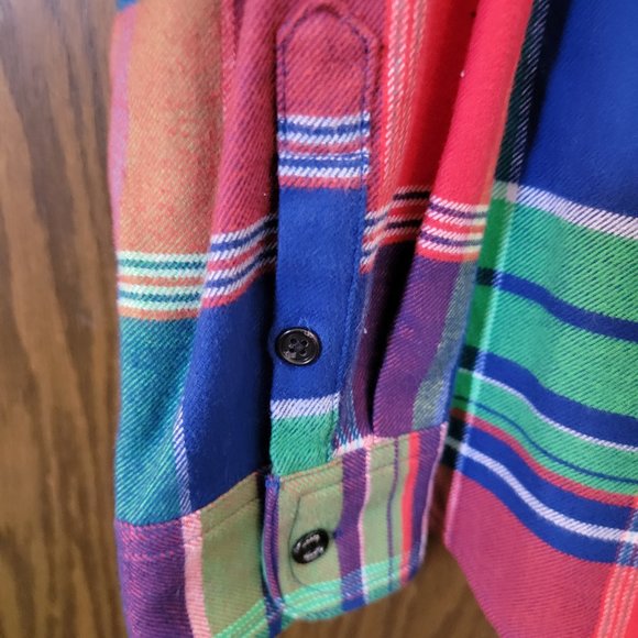 NWOT Chaps Ralph Lauren Plaid Zip Up Shacket Top Bold Colored Plaid Size Medium - Picture 13 of 16